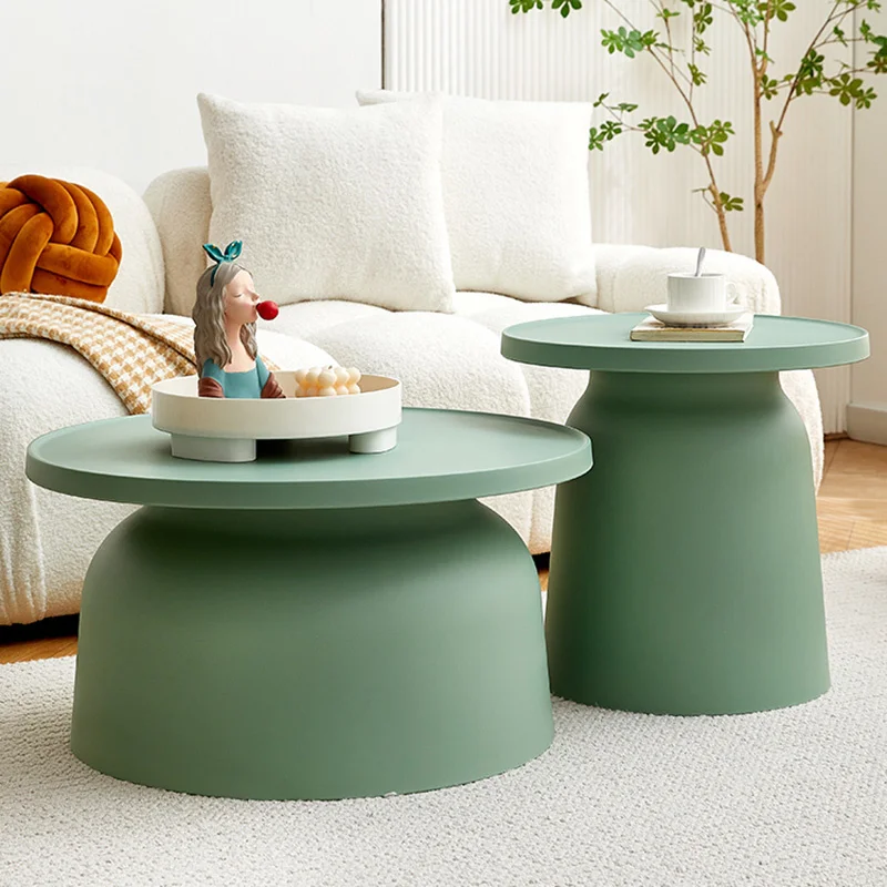 Nordic Coffee Table Set Round Plastic Cover Modern Living Room Balcony Coffee Corner Side Table Mesa De Noche Outdoor Furniture mini desktop bin small trash can tube plastic multifunctional garbage storage box living room coffee table small paper basket