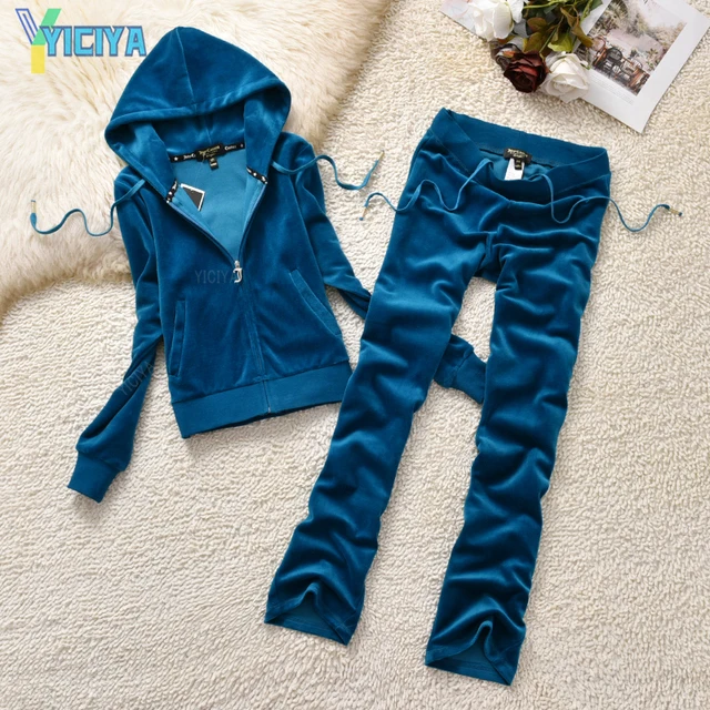 YICIYA Juicy Tracksuit Spring/Fall 2022 Women's Brand Velour Tracksuit Suit Women Velvet Zipper Sweatshirt And Pants Fat Sister