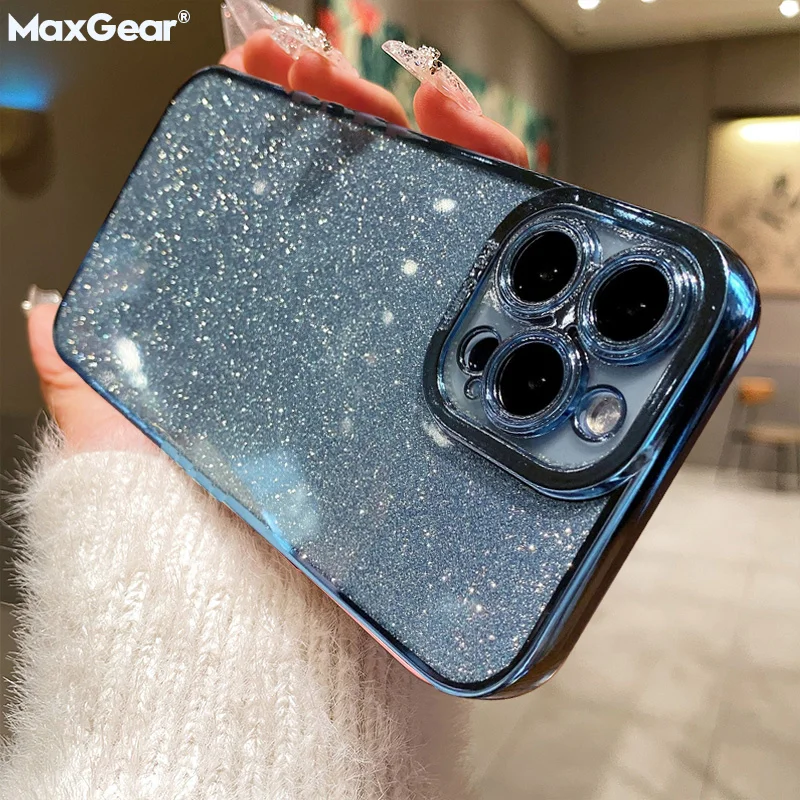 Custodia in Silicone Glitter Bling placcatura quadrata di lusso per