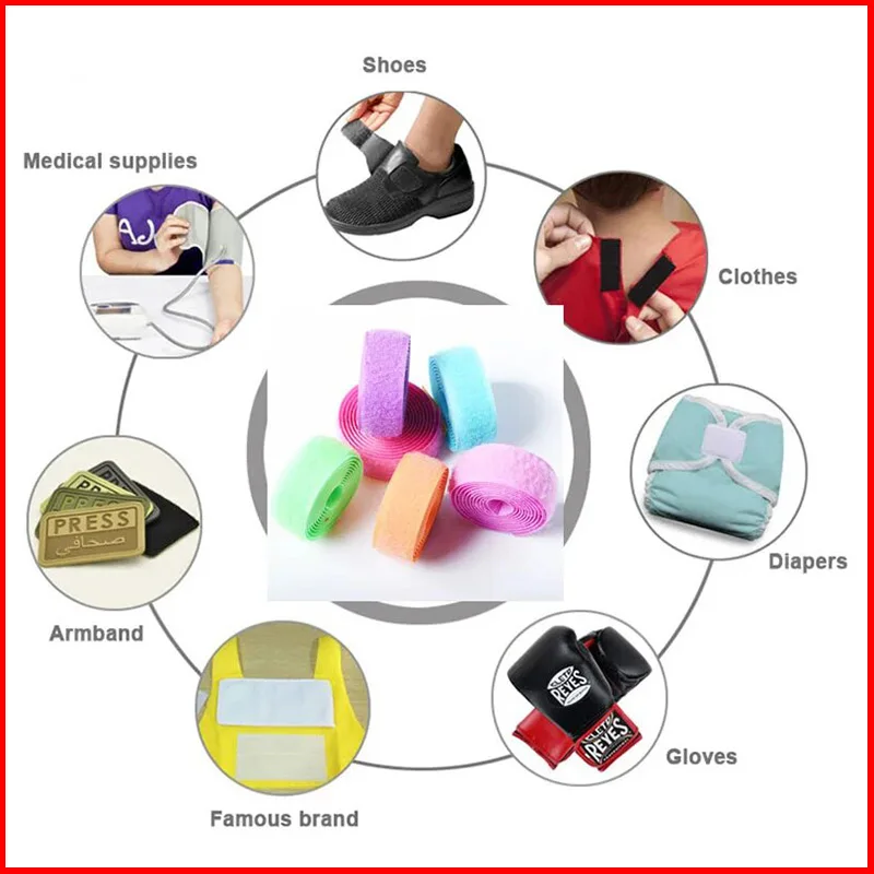 5Meter/Pair Colorful Velcros Non-adhesive Hook and Loop Fastener Tape Magic Nylon Strap DIY Sewing Craft