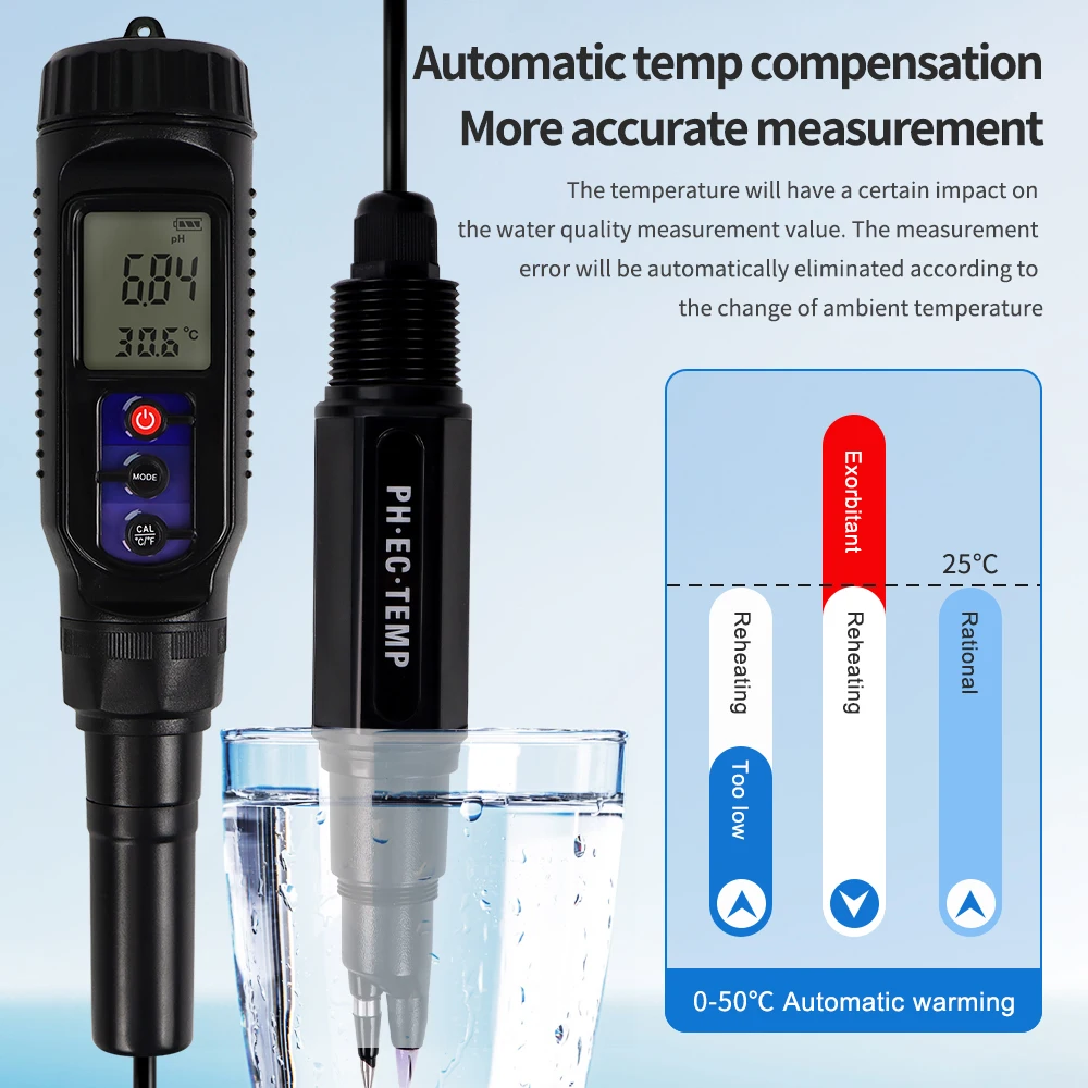 Smart Pen Type 3 in 1 Water Quality Tester PH Temp EC Meter