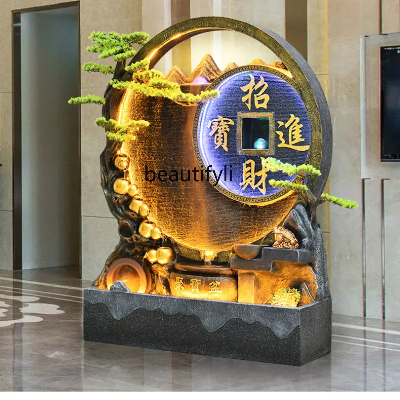 

Water Curtain Wall Flowing Water Rockery Fountain Landscape Villa Decorative Screen Outdoor Courtyard Hotel Front Desk Landscape