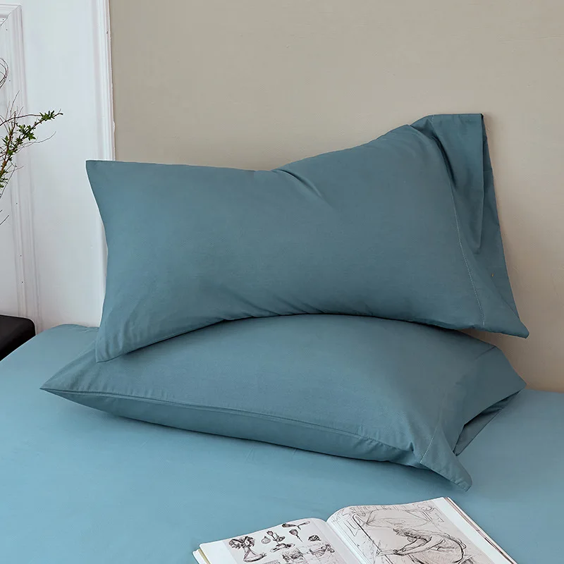 

2Pcs Solid Color Washed Cotton Pillowcase Home Bedding Super Soft Pillow Cover Envelope Decoration Pillowcases