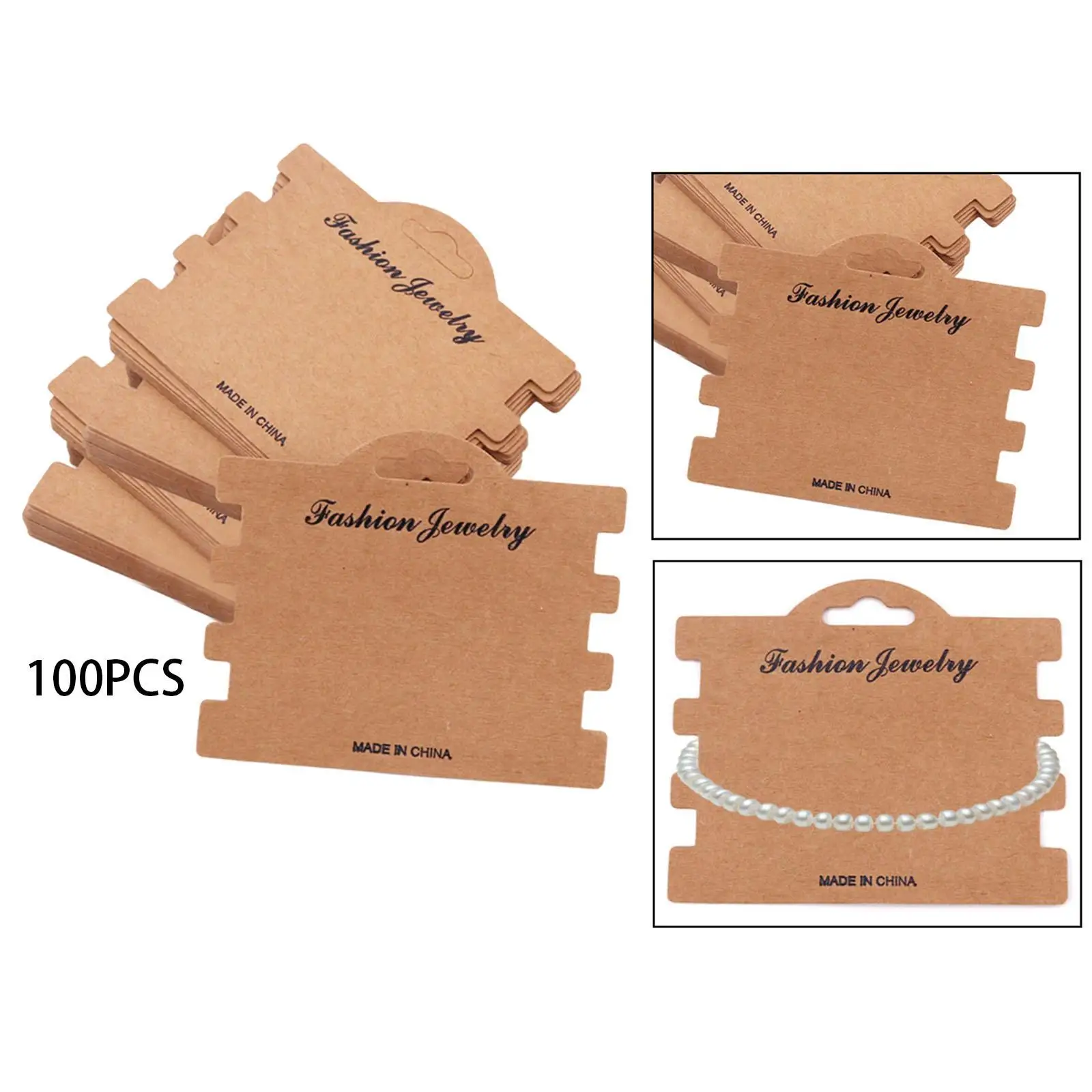 

100Pcs Bracelet Display Cards Pendant Label Jewelry Holder Cards for Selling Jewelry for DIY Necklace Bracelets Hair Tie Storage