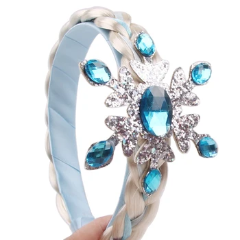 겨울왕국 공주 엘사 머리띠, 눈송이 티아라, 브레이드 크라운 머리띠, 코스프레, 소녀 생일 파티, 어린이 DIY 헤어 액세서리