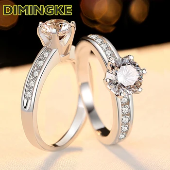 DIMINGKE Classic 925 Silver Ring Women Gift 1/2 Carat D Moissanite GRA Certificate Fine Jewelry Wedding Party Free Shipping