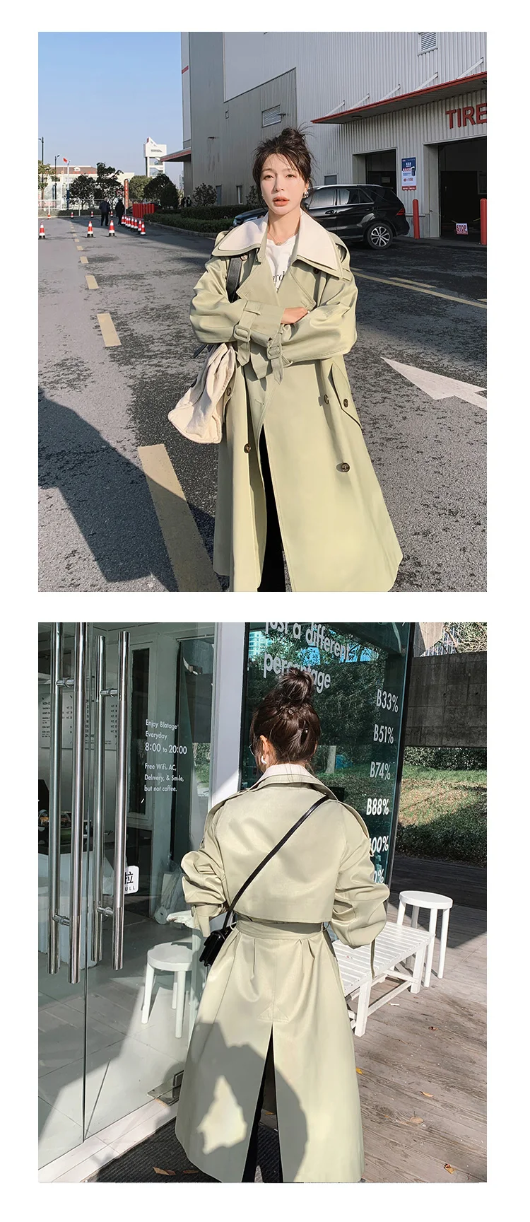 England Style Elegant Women Trench Coat Long Double-Breasted Duster Coat For Lady Outerwear Double-Layer Collar Light Green black puffer coat womens