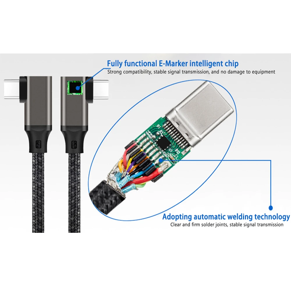 UGOURD 4K 20Gbps Elbow USB C Cable Fast Charge Type C For Iphone 15 PD100W 5A Quick Charge For Apple MacBook Pro Samsung Xiaomi BEST SELLERS