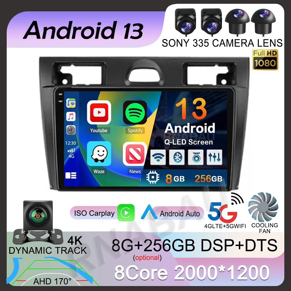 

Android 13 Carplay Auto Car Radio For Ford Fiesta Mk VI 5 Mk5 2002-2008 Multimedia GPS Navigation Video Player Stereo 2 Din DVD