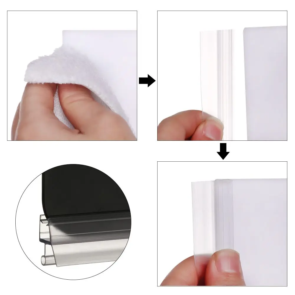 Bath Shower Screen Seal Strip 1m 4 to 12mm Gap Window Door Weatherstrip Windproof Water Retaining