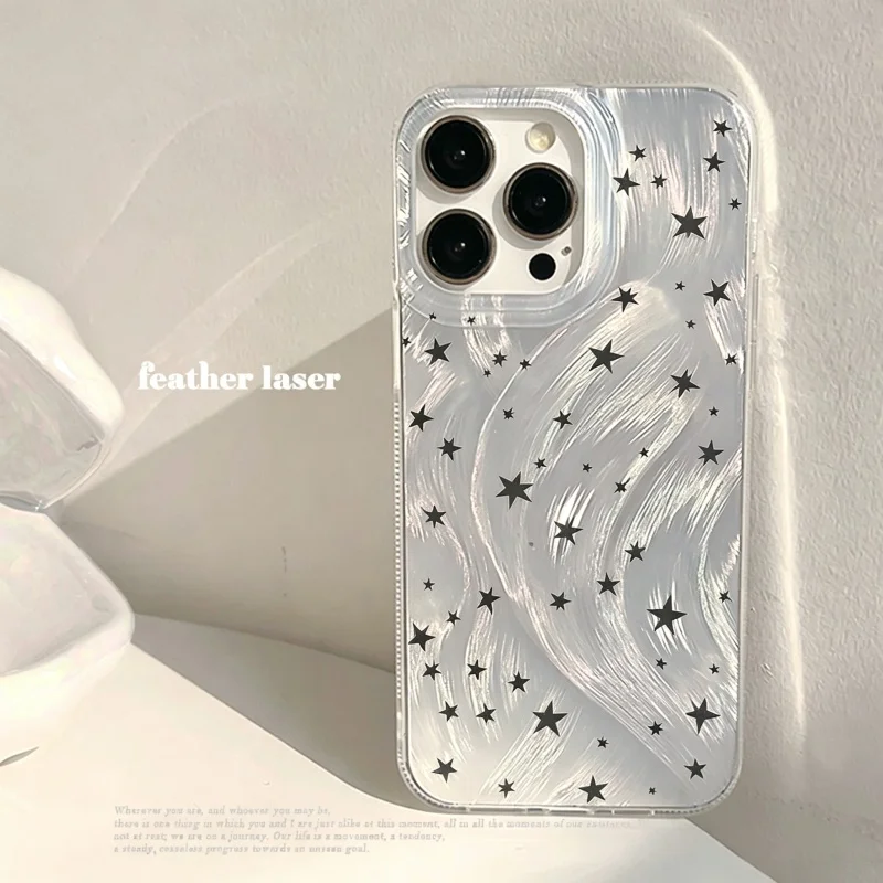 Korean Cute Y2K Star Minimalist Clear Phone Case - TPU Soft Cover