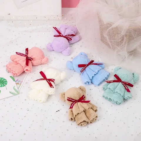 

12pcs Party Favors for Baby Shower Wedding Souvenirs/Gifts Lovely Cute Bear Towel Coral Fleece Guests Christmas Bridesmaid Gifts