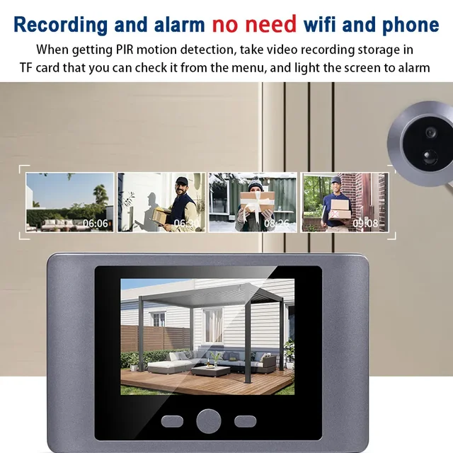 Yuezhe Choice Smart Peephole Door Camera with PIR Motion Detector 90° Wide Angle 2.8inch LCD Screen Mini Door Eye for Home 3