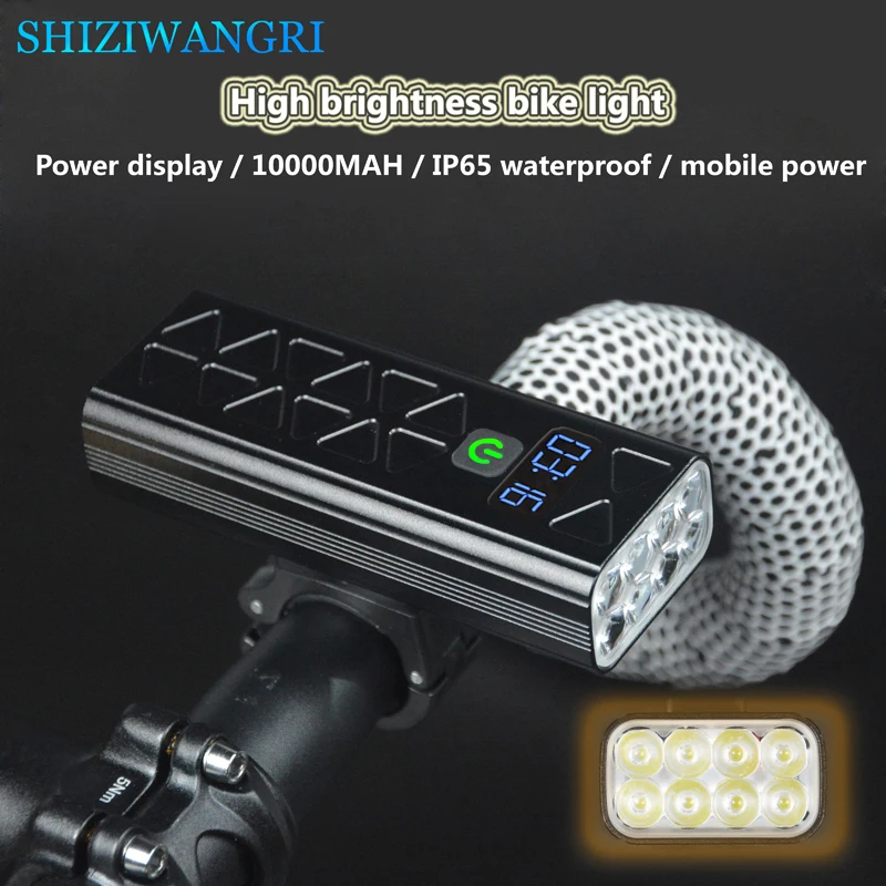 

10000mAh Bike Light Headlight Waterproof USB Rechargeable Bicycle Light 8*T6 LED Super Bright Flashlight Cycling Front Lights