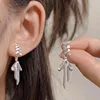 Boucles d'oreilles en métal en forme de U pour femmes, chaîne à pampilles, élégantes, couleur argent, multicouche, personnalité géométrique, bijoux