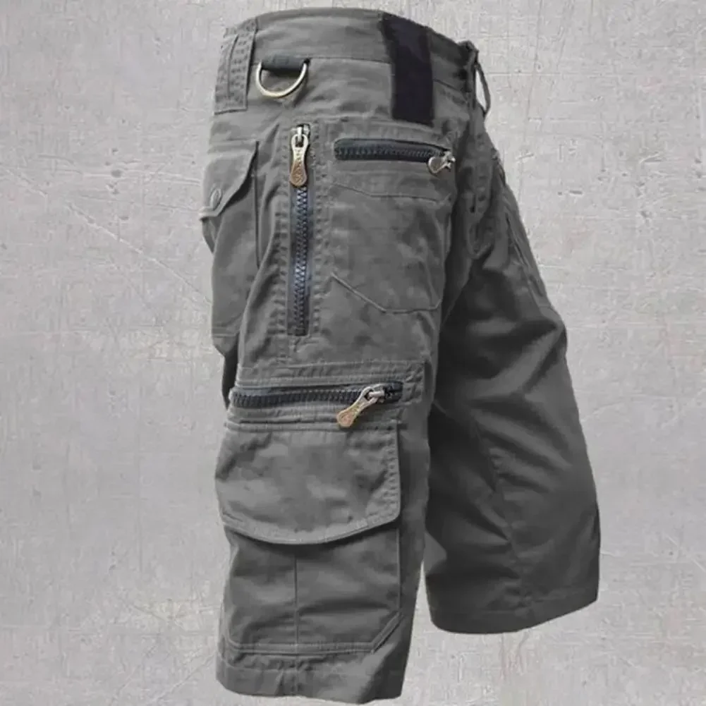 Men's  Shorts Jogging Shorts Solid Color Multi-Pocket Summer Casual Straight Cargo Shorts Men Shorts 2