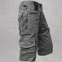 Men's  Shorts Jogging Shorts Solid Color Multi-Pocket Summer Casual Straight Cargo Shorts Men Shorts 2