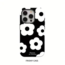 Luxury White Floral Double - Layer Phone Case - Elegant and Durable Back Cover - iPhone 14 Plus (FLR - 298DFLR1A36)