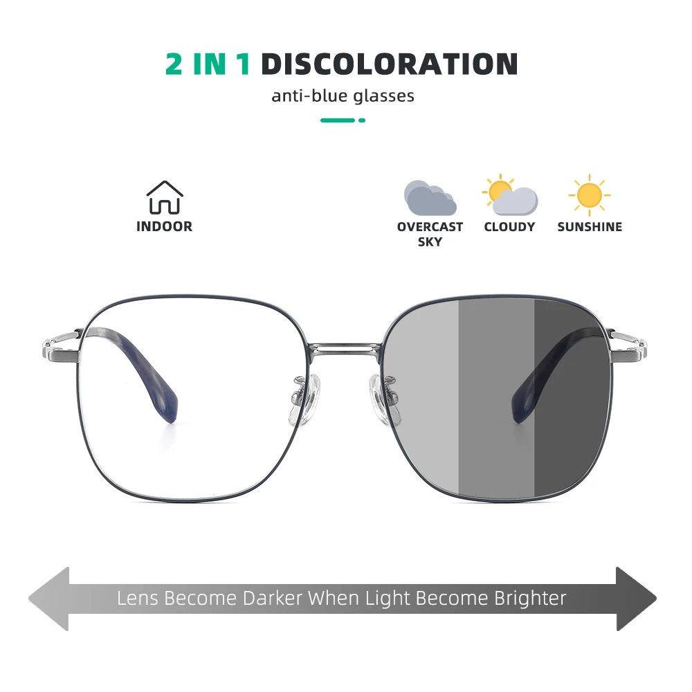 Pure Titanium Glasses Anti Blue Light Photochromi Men's Degree Glasses Frame Luxury Brand Korean Style Square Myopia Bezel Woman eyeglasses frames