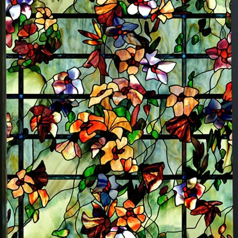Window Glass Film Camellia Privacy Protection Opaque Decorative Water-Proof Frosted Stained Window Sticker