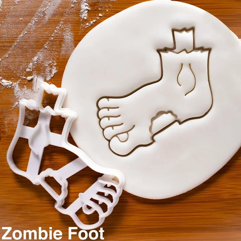 Halloween Zombie Cookie Cutter Mold 3D Pumpkin Witch Black Cat Fondant Embosser Stamp for Pastry Dough Cake Decorating Tools