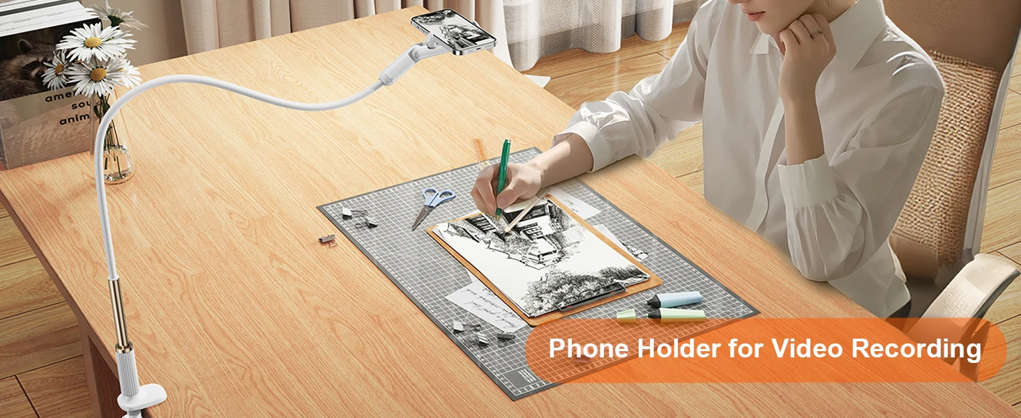 Flexible Gooseneck Phone Holder For Bed And Desk Clamp Mount_voghion.com