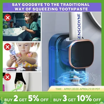 어린이 및 성인용 벽걸이 전기 치약 압착기, 욕실용 자동 치약 디펜서 상품 이미지