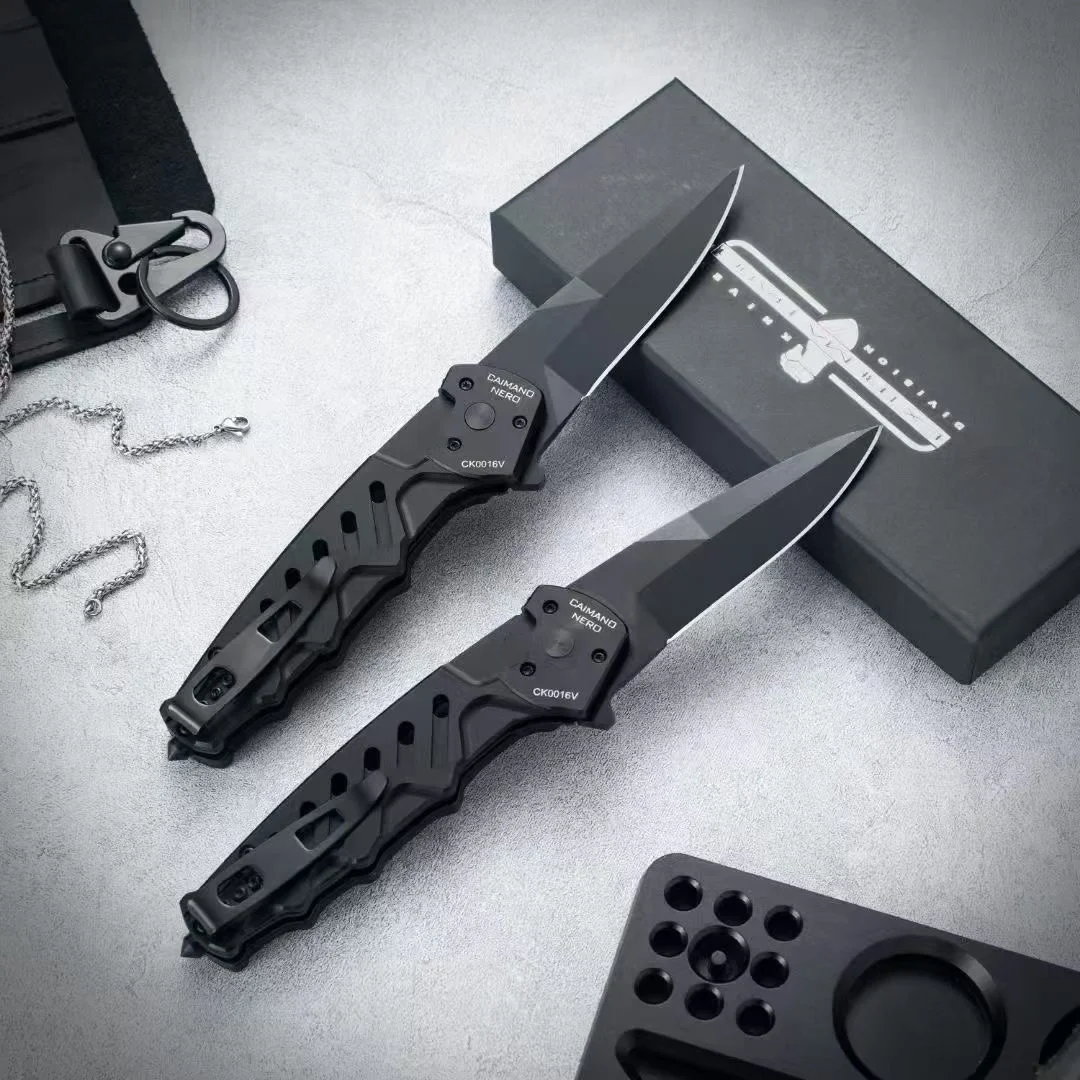 CAIMANO NERO-N690 Steel Tactical Type Folding Knife Handy Mini knife Emergency rescue tool Mountaineering hunting survival knife 6