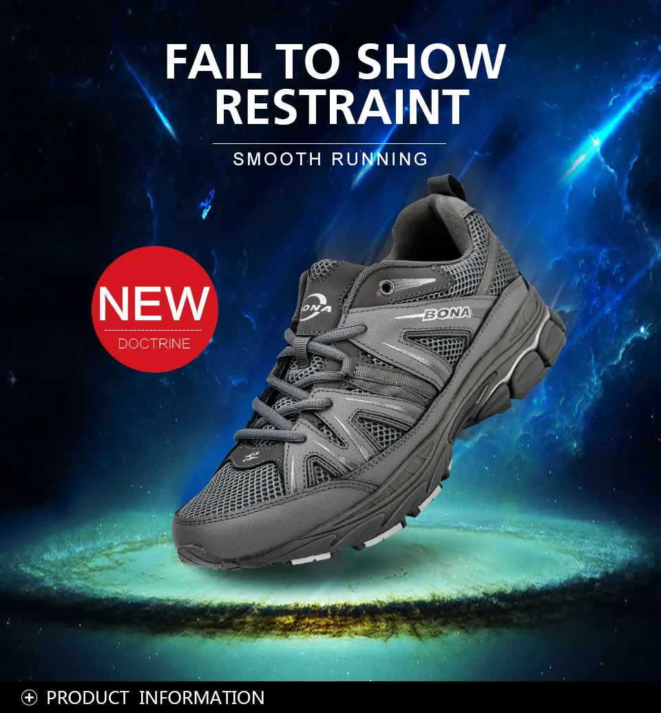 Description Picture 4 of itemBONA New Popular Style Men Running Shoes Mesh Cow Split Microfiber Men Sport Shoes Lace Up Outdoor Jogging Shoes Men Sneakers