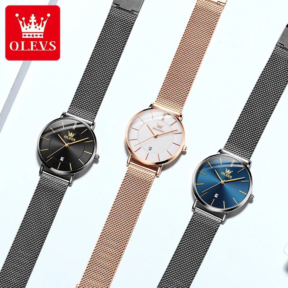 OLEVS 5869 Fashion Women's Watches Milanese Mesh Belt Waterproof Simplicity Versatile Quartz Watch for Lady Original Wristwatch 5