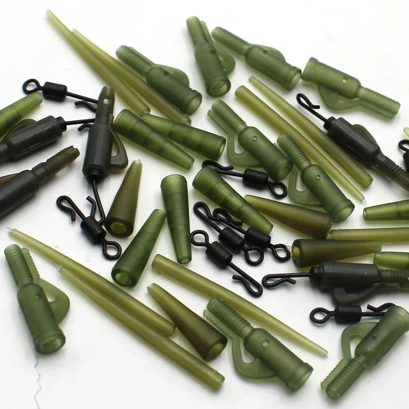 잉어 낚시 액세서리 후크 라인 얼라이너 세트, 엉킴 방지 슬리브 리드 무게추 클립, QC 링 스냅 스위블, 물고기 태클용 