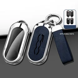 Luxurious Zinc Alloy Leather Car Key Protective Cover (Silver blue)