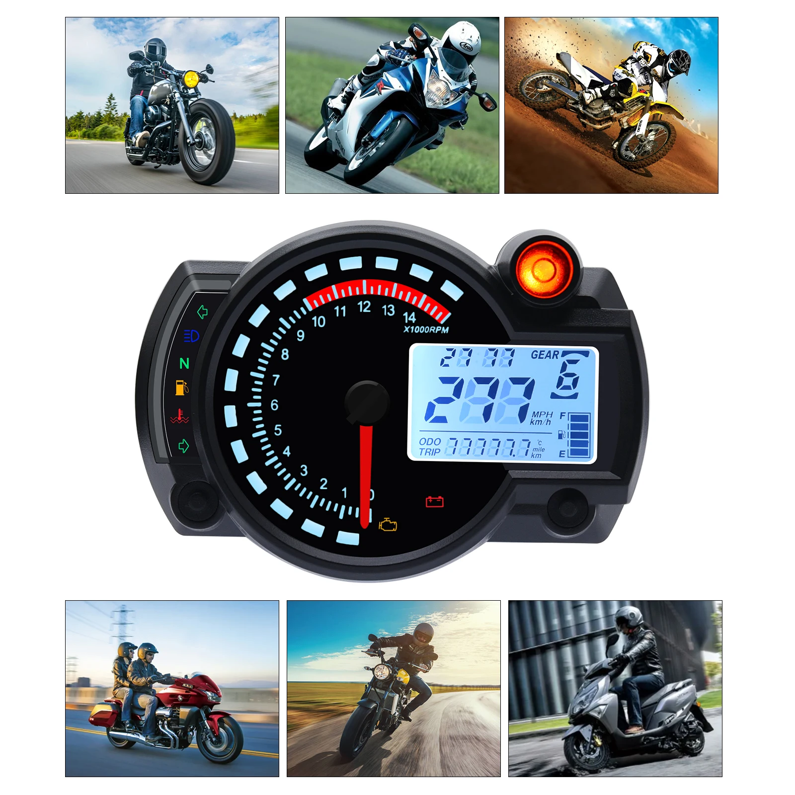 Universal KOSO LCD Digital Tacho Motorrad 7 Farben Dashboard RX2N  Kilometerzähler Meter Instrument Einstellbar MAX 299 KM/H - AliExpress