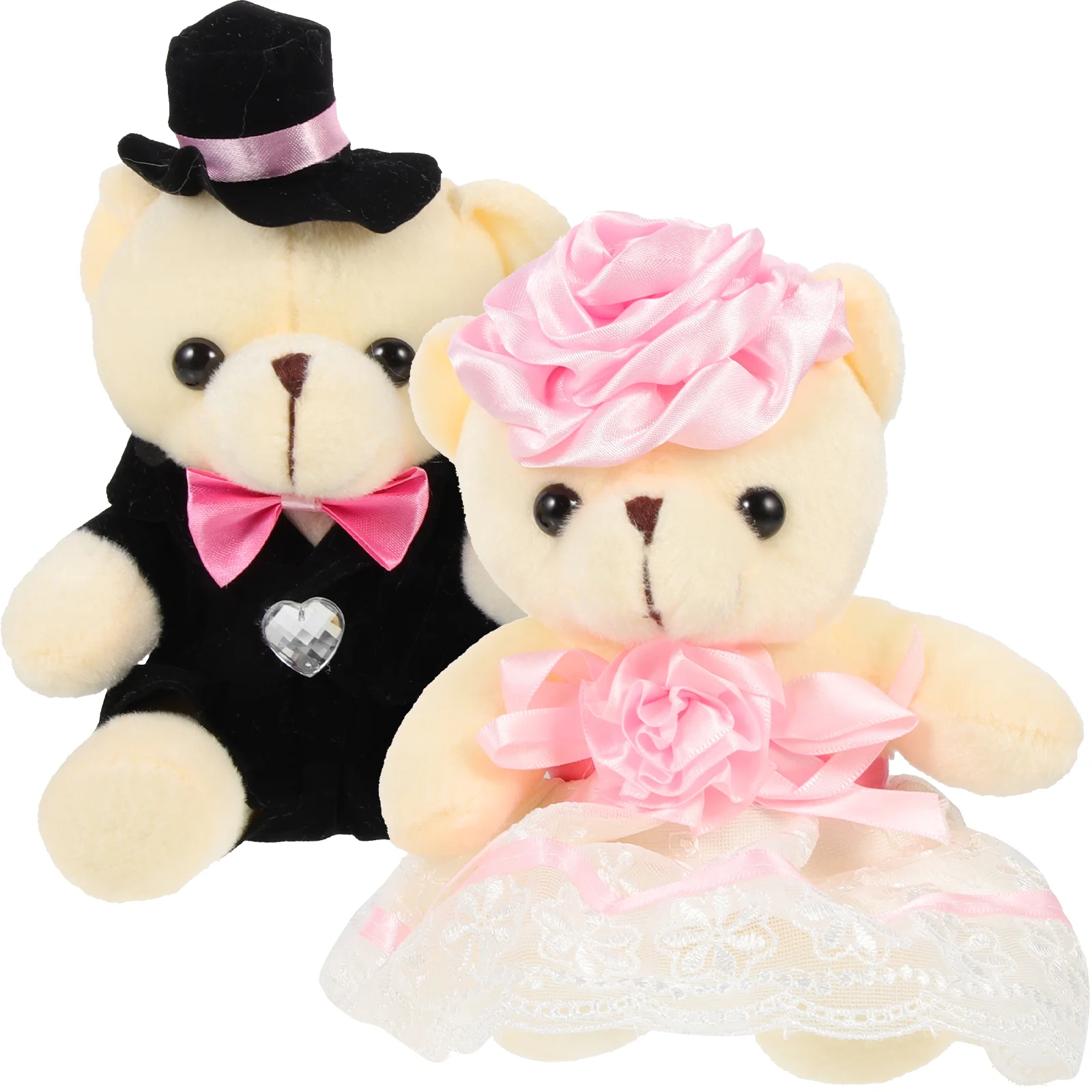 2 Pcs Wedding Bear Decorations Figure Toy Childrens Toy Decorative Stuffed Exquisite Kids Novelty