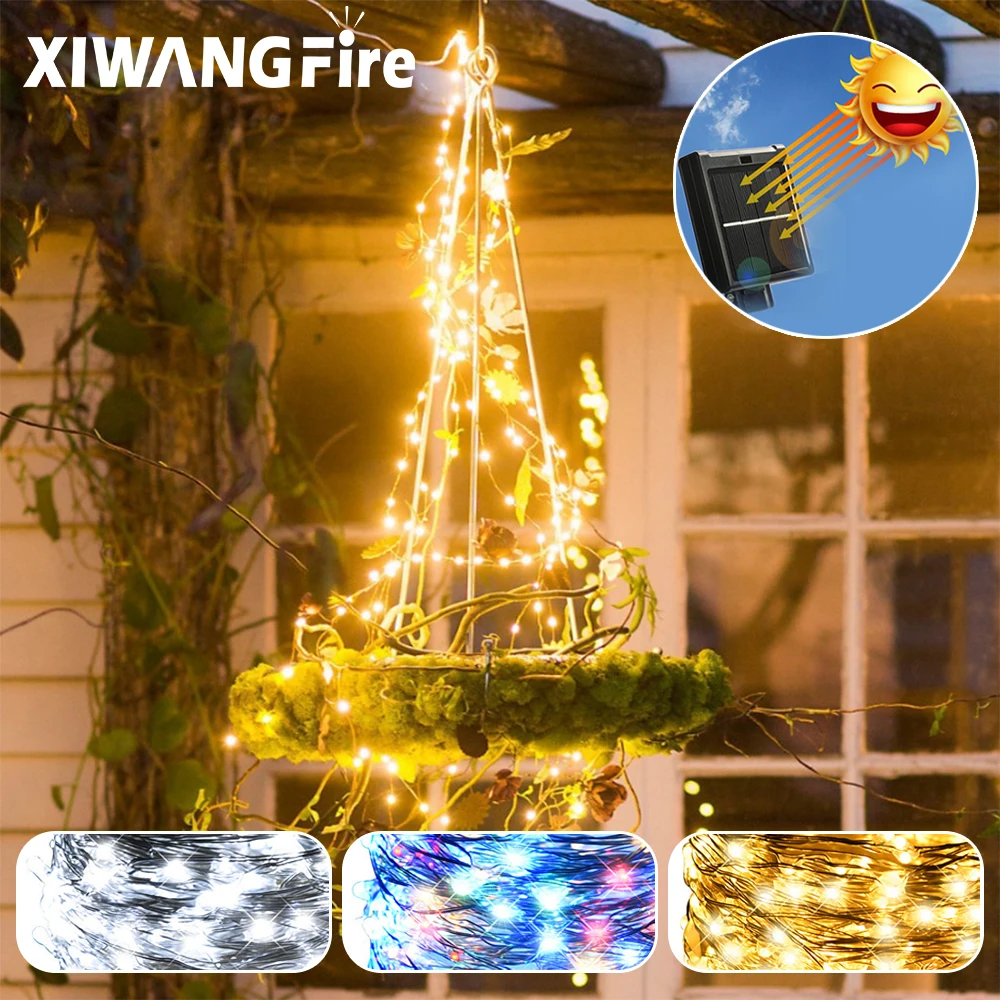 32m/22m/12m/7m Solar LED Light Outdoor Festoon Lamp Garden Fairy Light String Waterproof Christmas Garland Yard Decoration 22m leds solar powered rope tube string lights outdoor waterproof fairy lamps garden garland light for christmas yard decoration