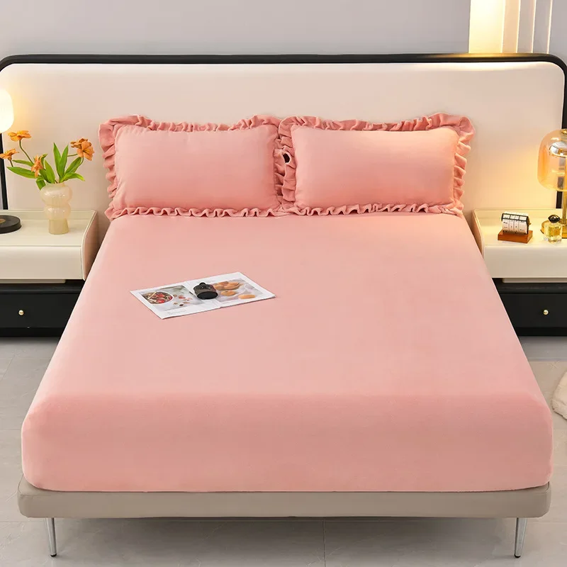 new high gram weight solid color milk fleece mattress thickened, strong warmth retention in winter, soft and comfortable