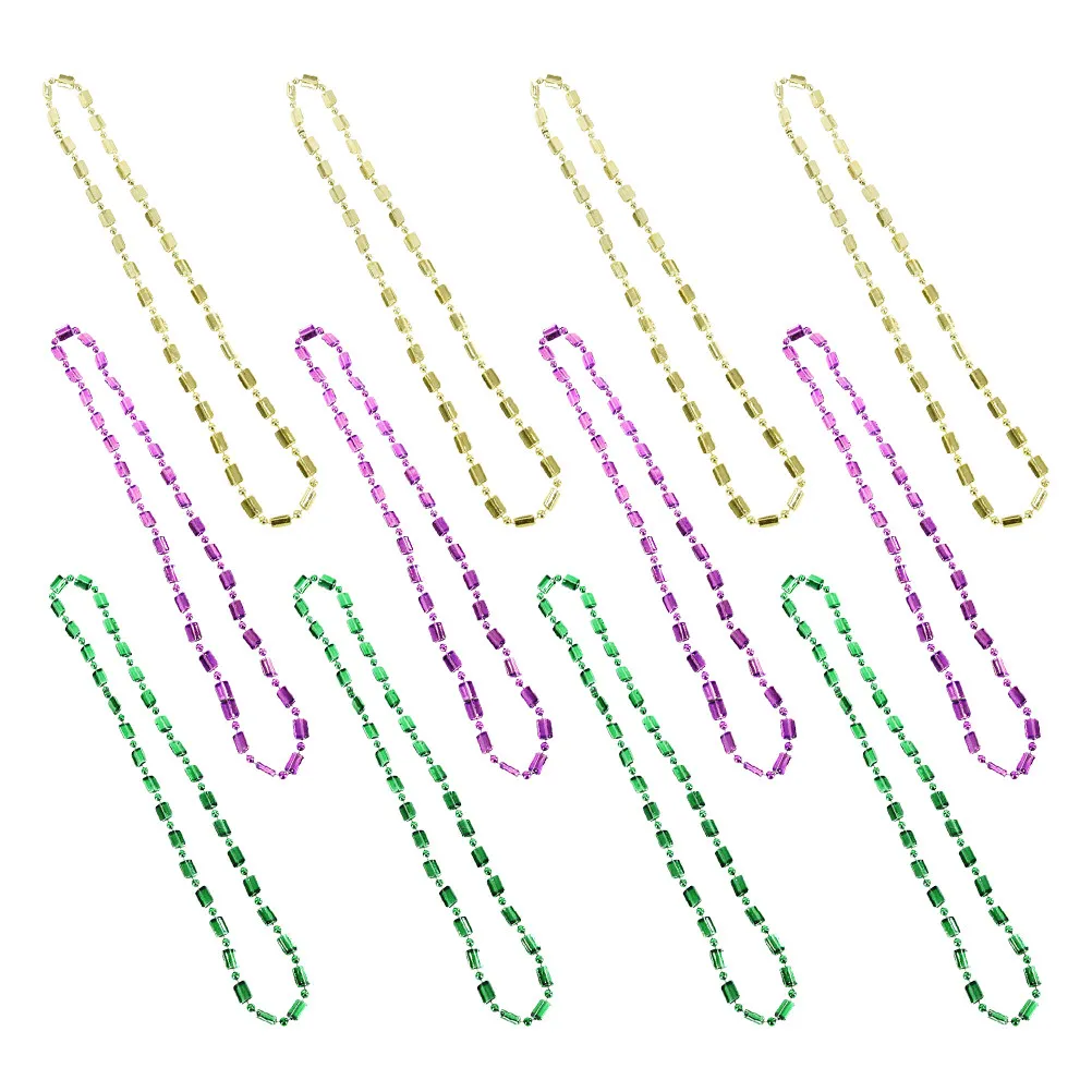 12Pcs 페르시 목걸이 마디 그라 카니발 쥬얼리 액세서리 황금 보라색 녹색 파티 의상 드레스 업 축제 축하