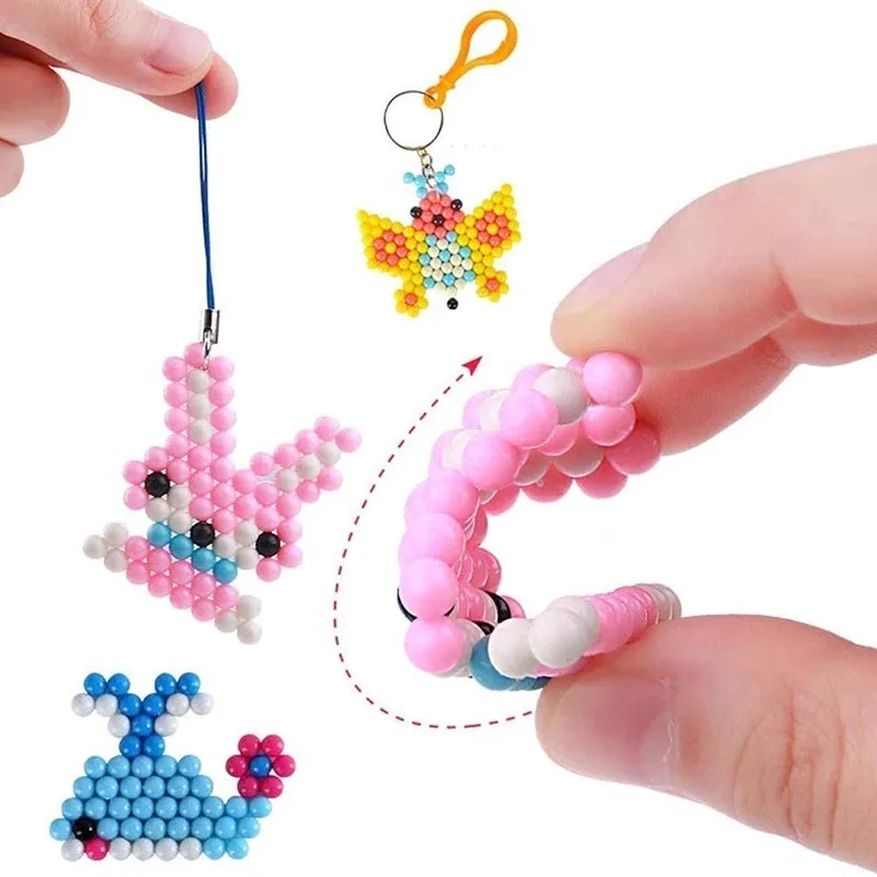 Handmade Magic Water Fuse Beads Creative Beads DIY Art Crafts Toys Magic Water Sticky Beads Sensory Toys Set with Accessories