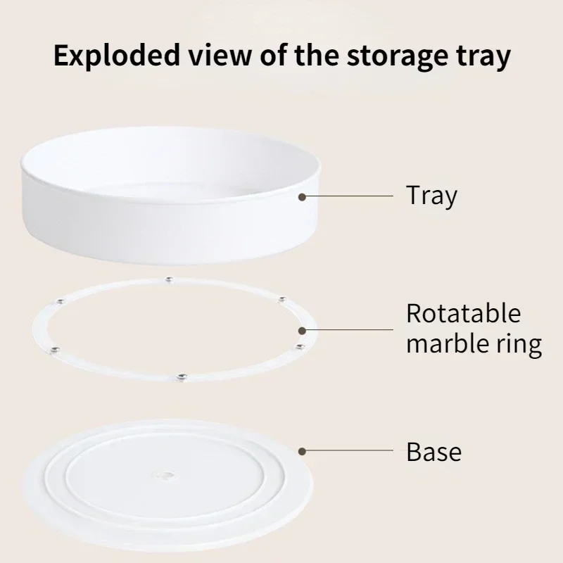 360 Degree Rotating Storage Tray Cabinet Organizer Turntable Non-Slip Spice Round Rack Cosmetic Container Kitchen Bathroom Tool