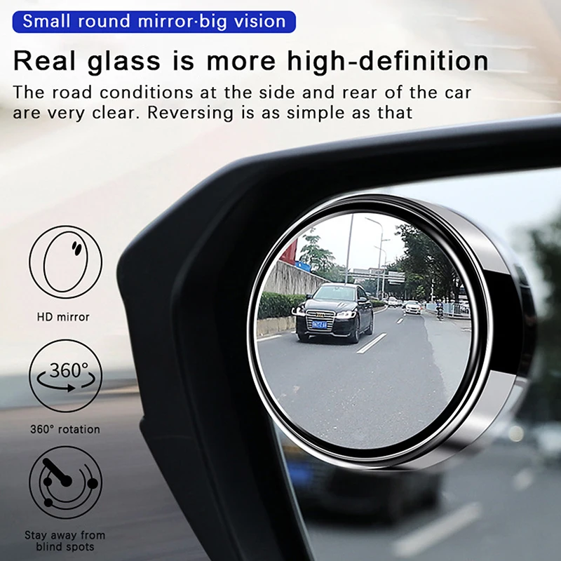 

2023 New 1/2PCS Car Reverse Mirror Small Circular Mirror 360 Degree Rotating Blind Spot Area Mirror Ultra High Definition Assist