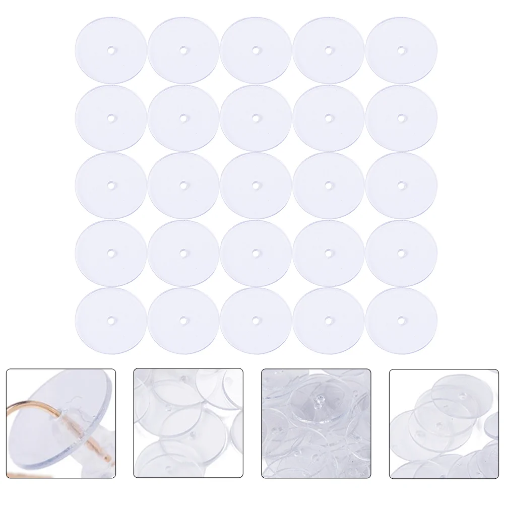 100 Pezzi Pain Pad Per Orecchini Frizione Bloccaggio Studs Hoops Tappi Plastica Perforation Backs Clear