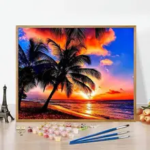 

GATYZTORY Painting By Number Seaside Sunset Scenery Handpainted Pictures By Numbers Drawing On Canvas Home Decor