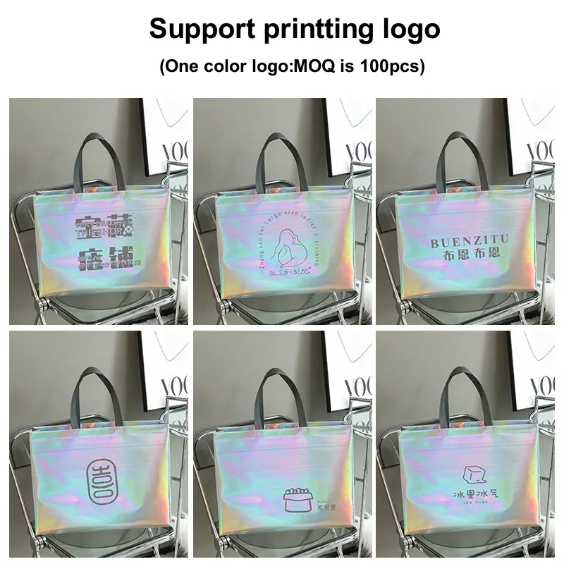 StoBag 20pcs Laser Non-woven Tote Bags Fabric Shopping Shoulder Woman Storage Reusable Large Pouches Custom Logo(Extra Fee) 6