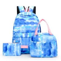3pcs/set Student Schoolbags Fashion Tie Dye Printing Women Backpack Laptop Bookbags Pencil Case Purse Set for Teenagers Girls 1