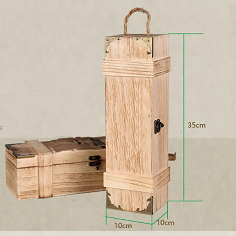 Wooden Wine Box with Name and Date Engraved Style Simple Design Perfect for Anniversary Wedding Day Ceremony