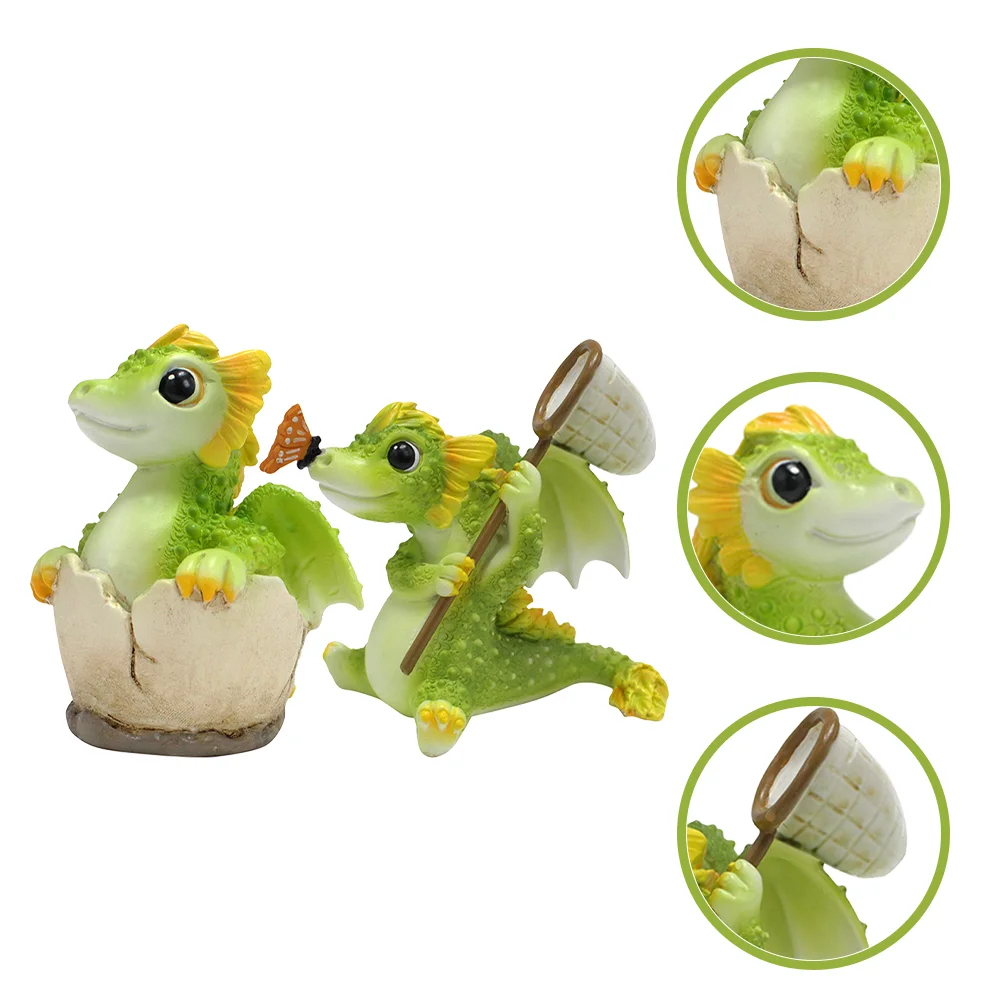 

2 Pcs Little Flying Dragon Decorative Pendant Novelty Table Centerpiece Small Resin Cute Adorable Ornament Figurine Animal Toys