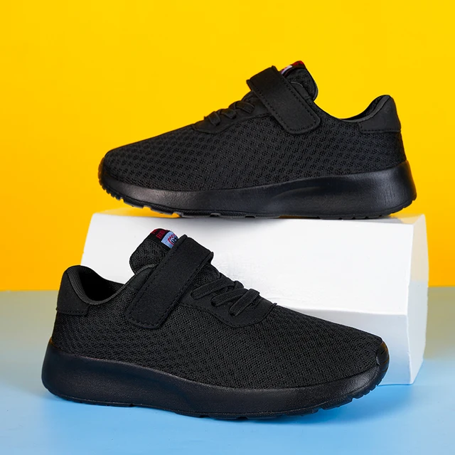 Boys' Breathable Running Shoes Lightweight Girls' Sports Shoes Seasonal Outdoor Children's Black Mesh Breathable Casual Shoes