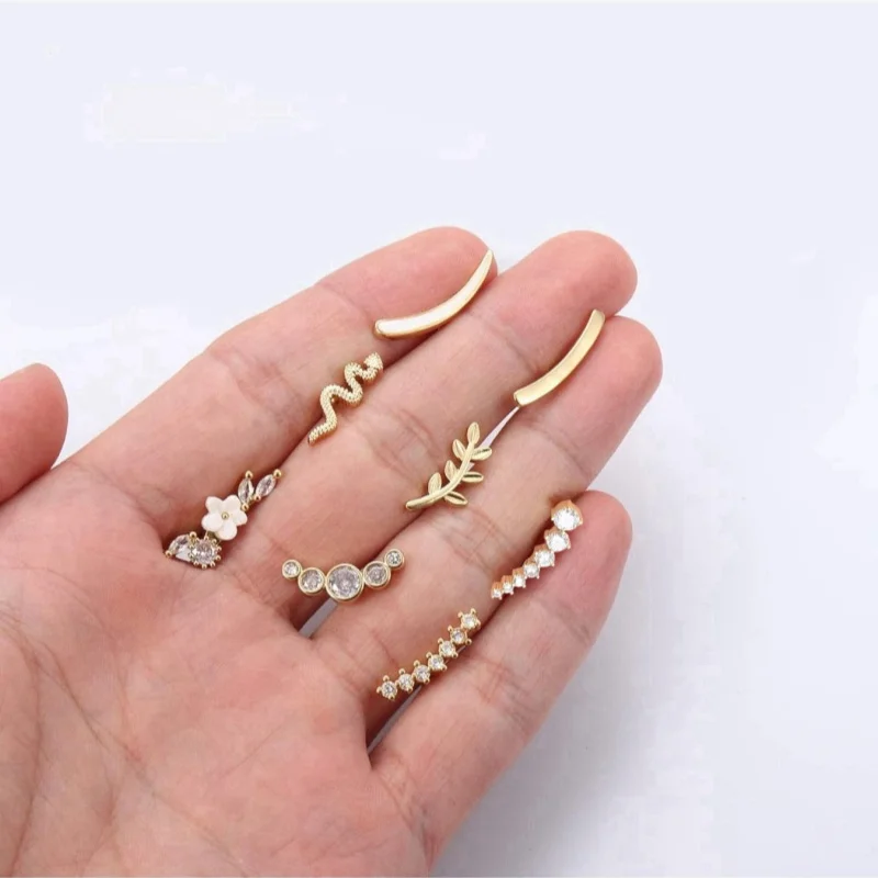 Stud Earrings 1Pc 16G Stainless Steel Screw Back Stud Earrings for Women Men, Fashion Cubic Zerconia Cartilage Conch Helix Ear Piercing Jewels