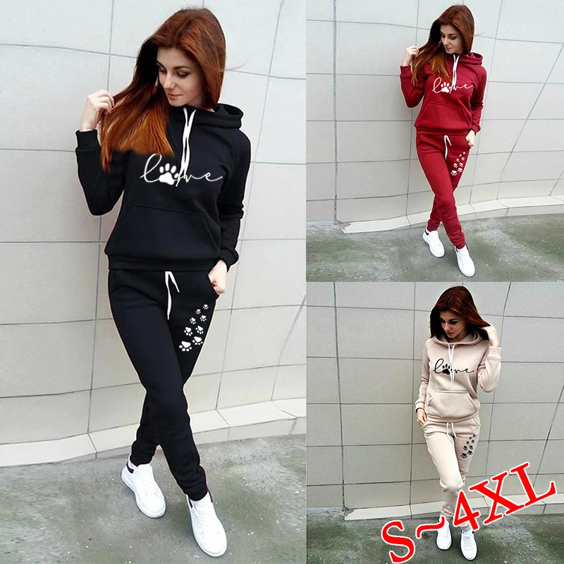 2024 Women's printed hoodie+sports pants two-piece set of sportswear hooded jogging set sportswear baseball jersey