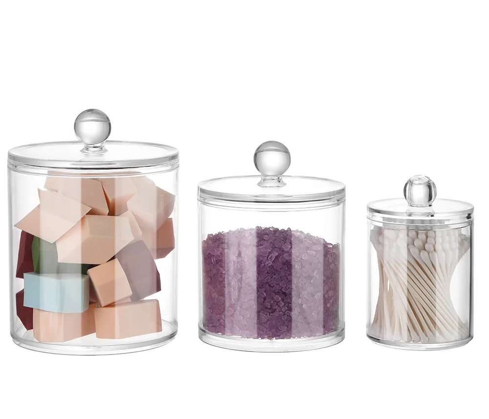 Acrylic Cotton Swabs Storage Holder Box Portable Clear Makeup Organizer